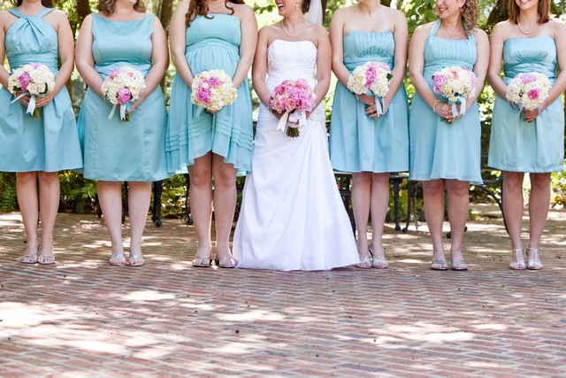 Bridesmaids in Light Blue dresses for a Summer Wedding