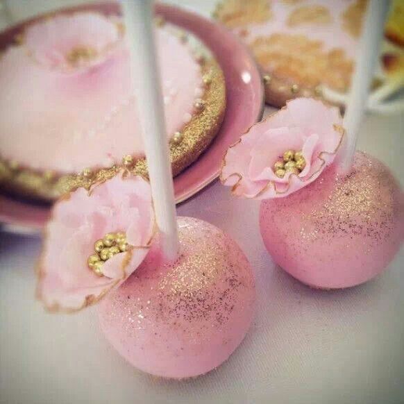 Pink and Gold Wedding Cake Pops