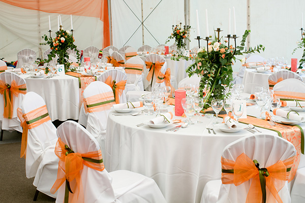 Wedding Reception Table Decoration in Orange Color