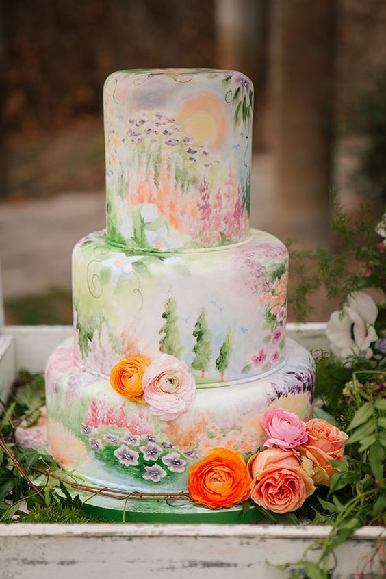 Watercolor Wedding Cake - wedding cake trends